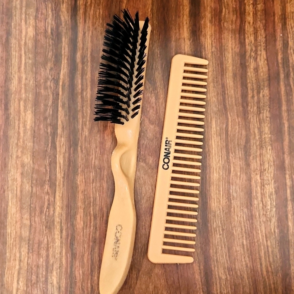 Vintage Conair Comb & Brish Set Tan Beige